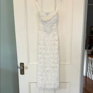 NWOT Special Gianni Bini Strapless White Pearl Ruffle Trimmed and Textured Dress thumbnail 2