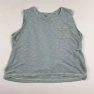 Madewell Tank Top Womens 2XL Green Striped Crew Neck Sleeveless Cotton Jersey thumbnail 1