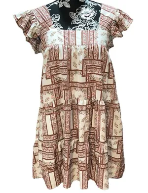 ENTRO Carmen Botanical Flutter Sleeve Dress Size M thumbnail 1