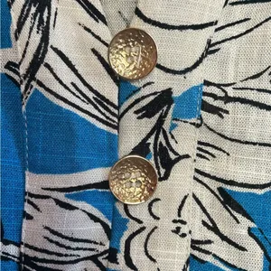 ZARA Blue White Floral Linen Blend Blouse Top NWT XL Oversized Kimono Sleeve thumbnail 9