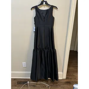 Adrianna Papell Women's Mikado Flounce Gown Black Size 4 Drop‎ Waist thumbnail 4