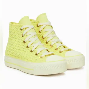Converse nwt size 7.5 Chuck Taylor All Star Lift Platform Knit High Lemon Slushy thumbnail 2