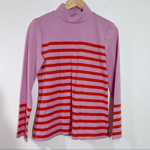 Talbots‎ Calder Striped Knot Mock Neck Long Sleeve Top Small Preppy Feminine thumbnail 2