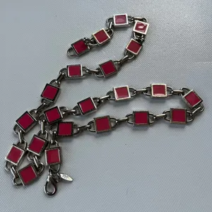 Y2K NY Pink Enamel Link Silver Chain Womens Belt Sz S 31" Adj Festival Coquette thumbnail 11