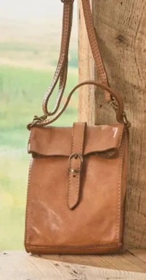 Coldwater Creek Just Right crossbody bag soft calfskin caramel tone leather boho thumbnail 1