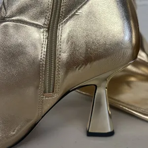 Franco Sarto sz8 Alta vintage nostalgic gold heeled boots calf sexy pointed toe thumbnail 5