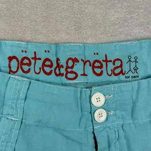 Pete & Greta by Johnny Was Turquoise Linen Cargo Utility Shorts Womens 6 Y2K thumbnail 2