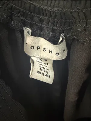 Topshop Black Sheer Smocked Neck Blouse thumbnail 4