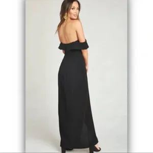 Show me your mumu upton off shoulder solid black high slit‎ maxi dress xxs thumbnail 3