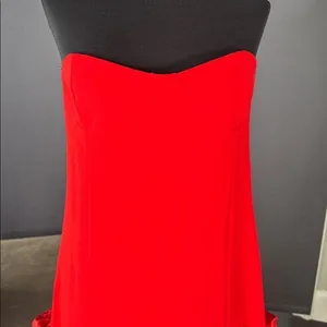 Women’s Red Bodycon Flower Dress Corset Style Back Size L NWOT thumbnail 2