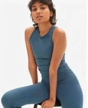 Everlane Womens The Perform Tank Cropped Aergean Blue XS thumbnail 2