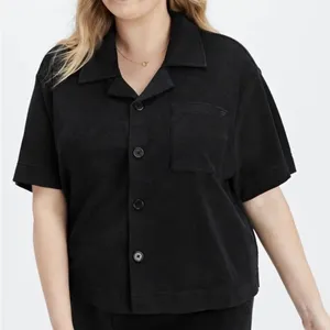 Fabletics Island Terry Cloth Boxy Button Up Shirt thumbnail 1