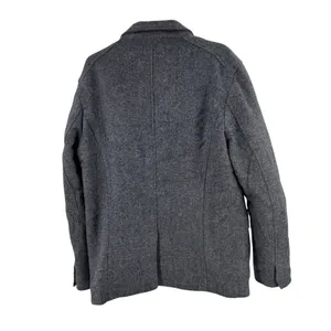 DKNY Charcoal Herringbone wool blend coat zip and button closure winter warm xl thumbnail 2