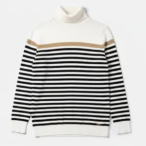 Tommy Hilfiger Turtleneck Sweater Large Striped Metallic White Gold Coastal Prep thumbnail 10