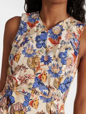 Ulla Johnson Kaiya Dress Sz 6 Magnolia Floral Pleated Cotton Poplin Midi Dress thumbnail 4