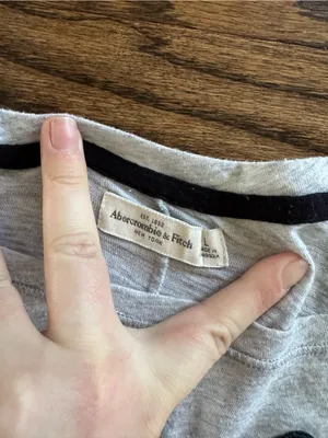 Abercrombie and Fitch Large Cropped Short Sleeve Shirt Navy Logo Grey Oversized thumbnail 2