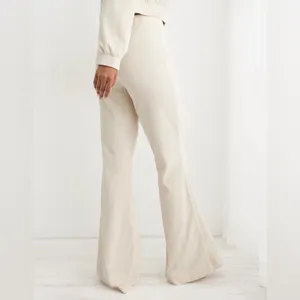 Aerie Groove-On Rib Velour Flare Pants‎ in Soft Oat thumbnail 5