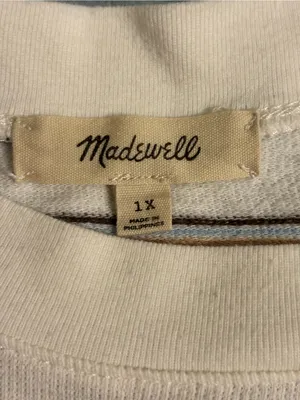 Madewell 1X Cream Striped Ribbed Knit Long Sleeve Top Relaxed Fit thumbnail 2