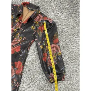 TOV Los Angeles Womens Floral Faux Leather Maxi Coat Dress Duster Jacket Size 38 thumbnail 13