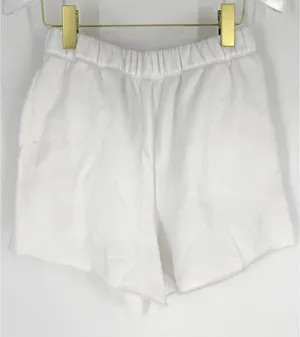 Aerie Womens White Fleece Lounge Shorts Elastic Waist Raw Hem Size Medium thumbnail 1