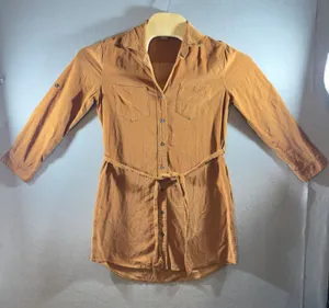 480 | Lucky‎ Brand Womens Small Corduroy Tie Waist Shirt Dress Tobacco Brown thumbnail 1
