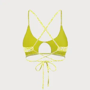 Berlook Light Green Floral Jacquard Cut Out Bikini Top ONLY 64 thumbnail 6