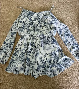 Altar'd State Floral Blue Romper thumbnail 1