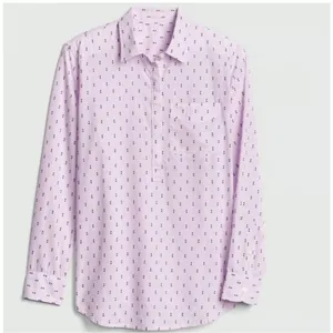 Gap Womens Lavender Stripe Clip Dot Easy Popover Boyfriend Shirt M 440512-00 thumbnail 2