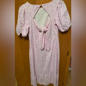 Who What Wear Women's Dress Tie Back NWT Purple Floral Print Linen Sz S thumbnail 4