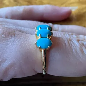 Premium Kingman Turquoise Sterling Silver Ring Size 8 Blue thumbnail 3