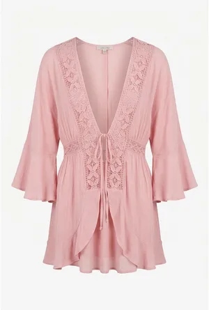 Love Tree Embroidered pink kimono thumbnail 1