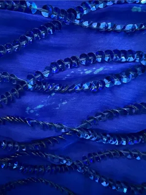 Laurence Kazar Beaded Cobalt Blue Midi Dress Silk Size Small 80’s Party Dynasty thumbnail 5