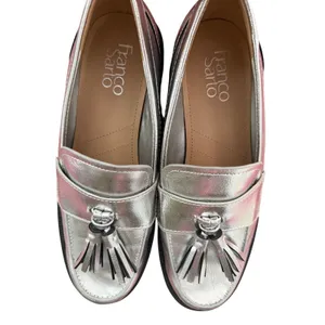 Franco Sarto Metallic Silver Tassel Loafers Size 7.5 thumbnail 5