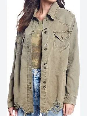 Free People Size Extra Small (XS) Women's Green Military Style Cotton Blend Jack thumbnail 2