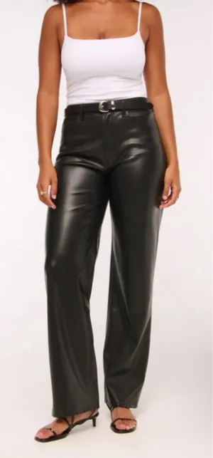 Abercrombie Curve Love 90s Straight Ultra High Rise Leather Pants thumbnail 1