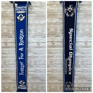Tennessee Special Olympics Scarf Freeze For A Reason Blue White Knit Polar Bear‎ thumbnail 2