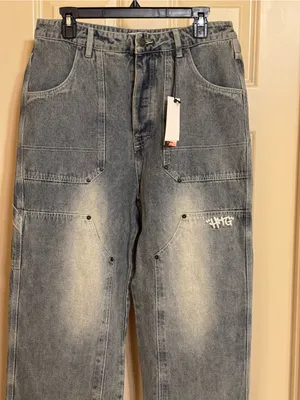 High-Rise Women's Washed Blue Carpenter Jeans thumbnail 3