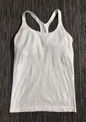 Lululemon Ebb To Street Tank White Ribbed Size 8 thumbnail 1