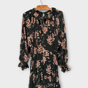 NEW FREE PEOPLE Feeling Groovy Floral-print Chiffon Maxi Dress Size Large thumbnail 10