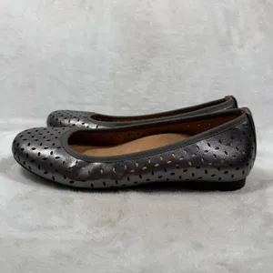 Vionic Robyn Pewter Metallic Perforated Leather Ballet Flats Orthaheel 7M thumbnail 7