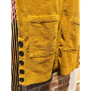 Madewell Retro Mustard Gold Corduroy Shift Dress V-Neck Pockets Boho Academia L thumbnail 4