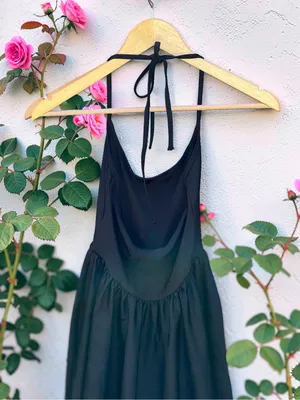 American Apparel Black Nylon Tricot Figure Skater Dress Size Small Halter Mini thumbnail 10