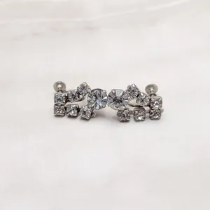 Vintage Screw On Earrings Stylish and Elegant Clear Gem Statement Drop Dangle thumbnail 2