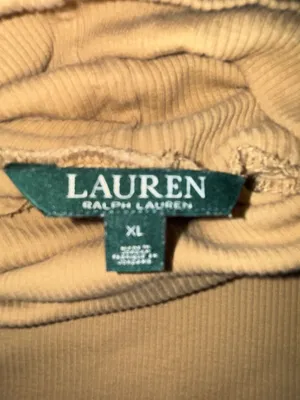 Lauren Ralph Lauren Women's Beige Ribbed Turtleneck with Suede Elbow Patches XL thumbnail 2