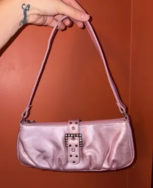 Pink Y2K Shoulder Bag with Studded Buckle thumbnail 1