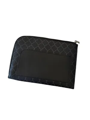 LANVIN Black Patterned Zip Cosmetic Makeup Pouch thumbnail 4