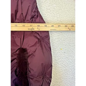 Chicos Vest Womens 2/Large Purple Quilted Fur Trim‎ Snap Winter NEW thumbnail 8