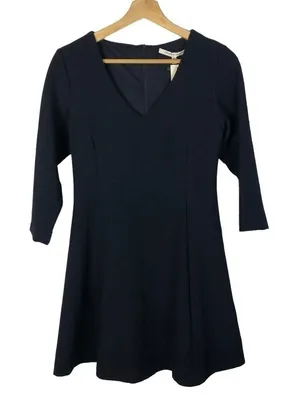Collective Concepts Navy Blue V-Neck A-Line Long Sleeve Mini Dress‎ XS thumbnail 1