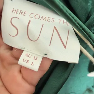 Here Comes The Sun Forest Green Women’s Maxi Dress L – Deep Back, Evening, NWT thumbnail 8