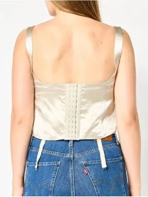 Zara Satin Champaign Corset Top thumbnail 3